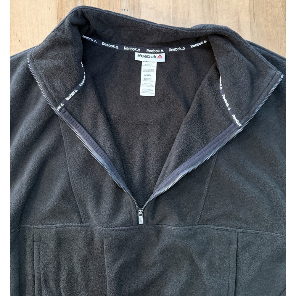 NWT Reebok Black Quarter-Zip Fleece Pullover with Mock Neck‎ - Picture 3 of 14